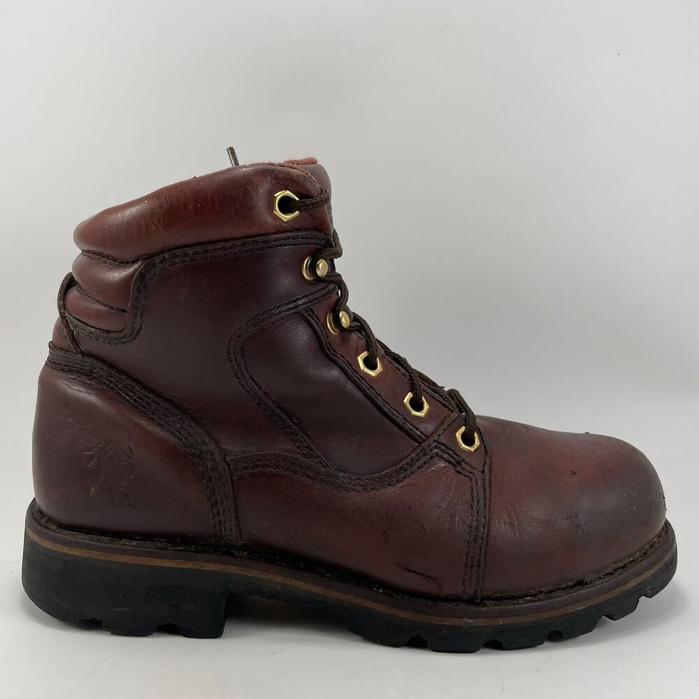 Chippewa Redwood 6" Work Boots Mens Size 7.5 M Brown Leather Steel Toe Vibram